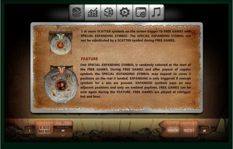 Stone Age Slot Machine Scatter Awards and Wild Symbol Screen