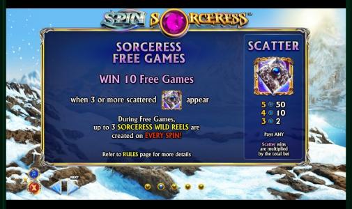 Spin Sorceress Slot Machine Free Games Screen