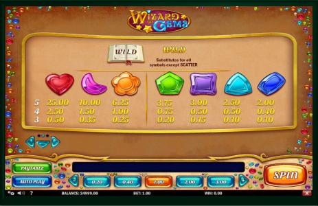 Wizard of Gems Slot Machine Wild Symbol Screen