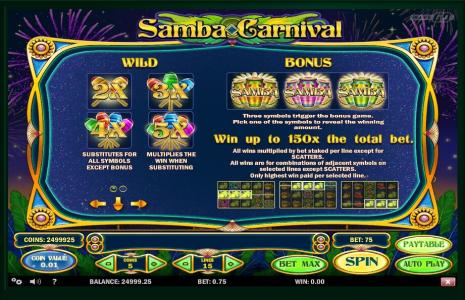 Samba Carnival Slot Machine Wild Symbol Screen