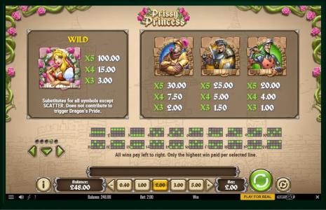 Prissy Princess Slot Machine Wild Symbol Screen