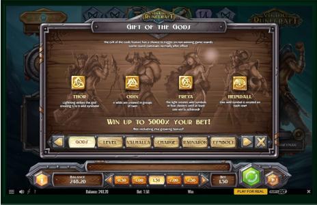 Viking Runecraft Slot Machine Bonus Symbols and Win Conditions Screen