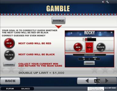 Rocky Slot Machine Gamble Feature Screen