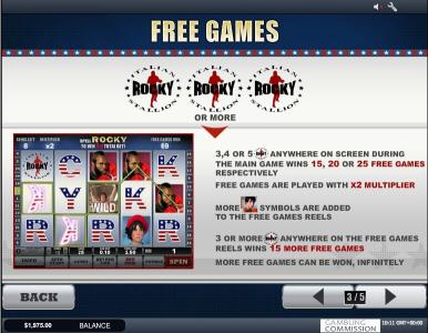 Rocky Slot Machine Free Game Screen