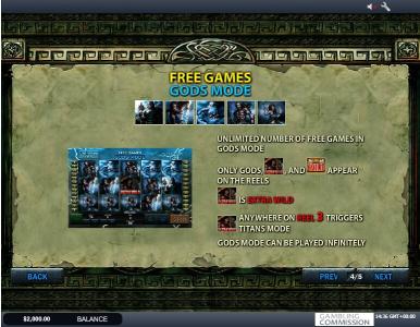 Battle of the Gods Slot Machine Free Games Screen