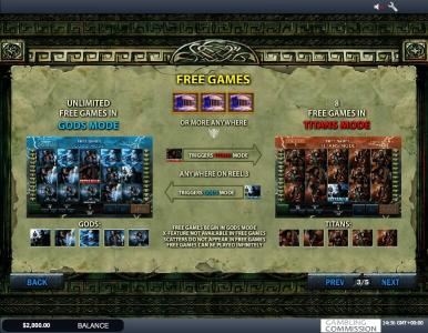 Battle of the Gods Slot Machine Free Games Screen