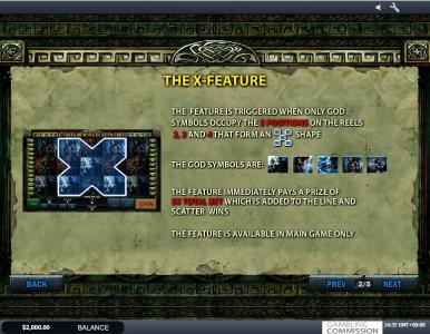 Battle of the Gods Slot Machine X-Feature Screen