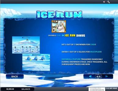 Ice Run Slot Machine Bonus Screen