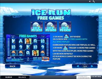 Ice Run Slot Machine Free Spins Bonus Screen