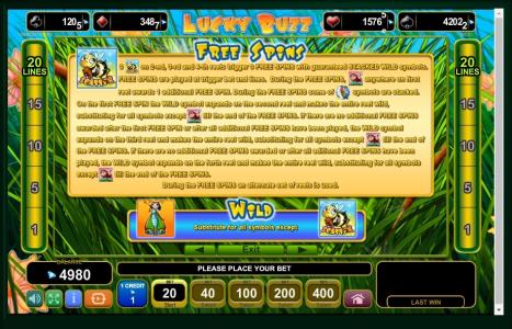 Lucky Buzz Slot Machine Free Spins Bonus Screen