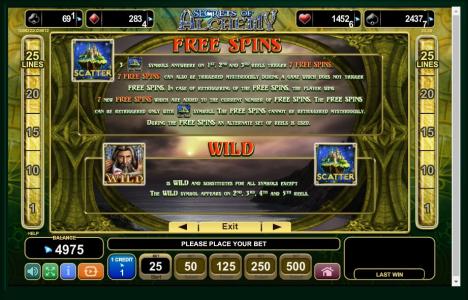 Secrets of Alchemy Slot Machine Free Spins Bonus Screen