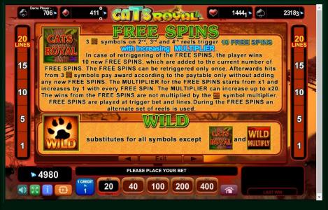Cats Royal Slot Machine Free Spins Bonus Screen