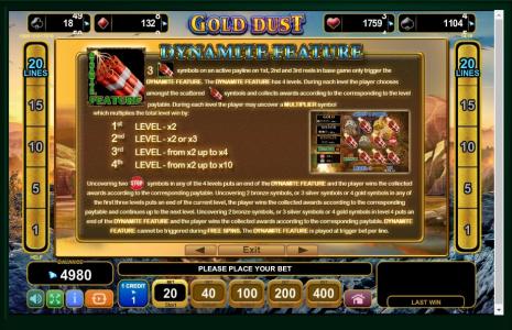 Gold Dust Slot Machine Dynamite Feature Screen by Gold Dust