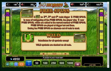 50 Horses Slot Machine Free Spins Bonus Screen