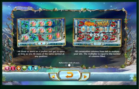 Winterberries Slot Machine Re-Spins and Multiplier Feature Screen