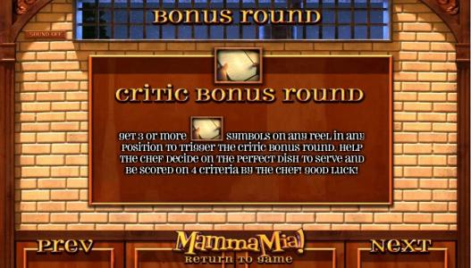 Mamma Mia Slot Machine Bonus Screen
