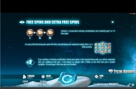 Frozen Diamonds Slot Machine Free Spins Bonus Screen