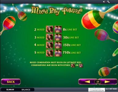 Samba Brazil Slot Machine Mixed Pay Feature Screen