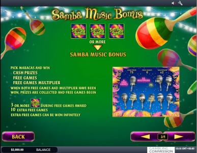 Samba Brazil Slot Machine Free Spins Bonus Screen