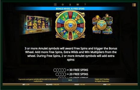 Eye of the Amulet Slot Machine Free Spins Bonus Screen
