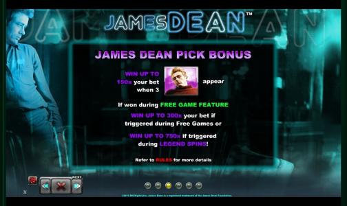 James Dean Slot Machine Free Games Screen