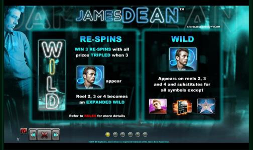 James Dean Slot Machine Wild Symbol Screen