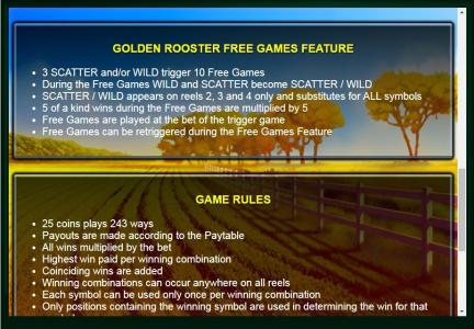 Golden Hen Slot Machine Game Rules Screen