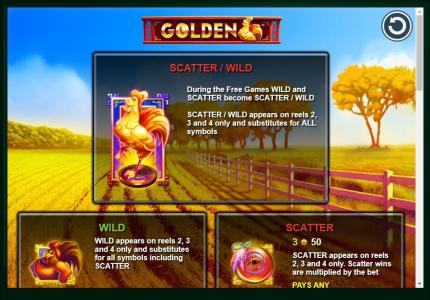 Golden Hen Slot Machine Scatter Awards and Wild Symbol Screen