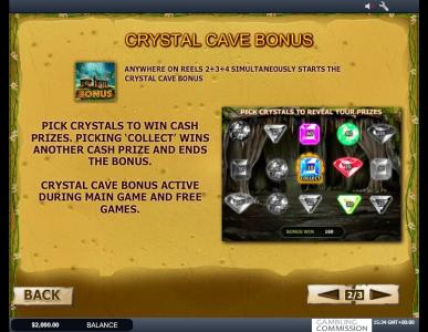 Goddess of Life Slot Machine Crystal Cave Bonus Screen