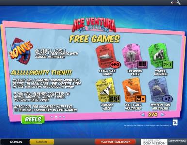 Ace Ventura Slot Machine Free Games Screen