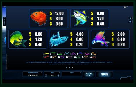 Reel Spinner Slot Machine Paytable Screen