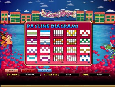 Love Bugs Slot Machine Paylines Screen