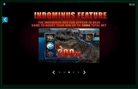 Jurassic World Slot Machine Indominus Feature Screen