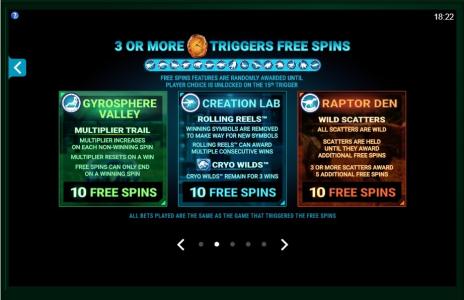 Jurassic World Slot Machine Free Spins Bonus Screen