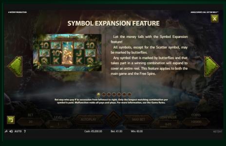 Jungle Spirit: Call of the Wild Slot Machine Symbol Expansion Feature Screen