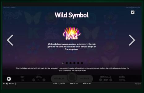 Butterfly Staxx Slot Machine Wild Symbol Screen