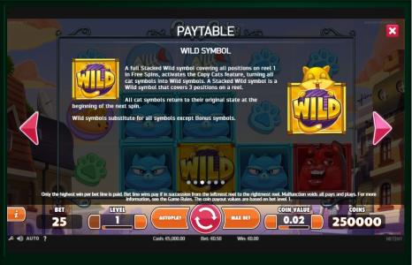 Copy Cats Slot Machine Wild Symbol Screen