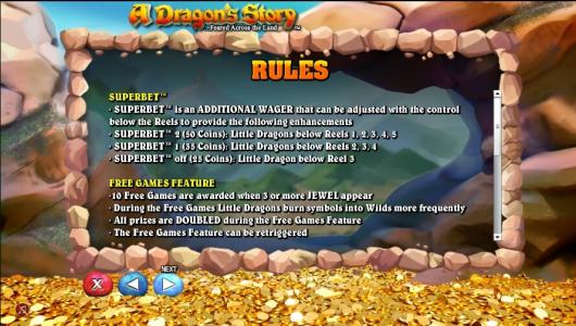 A Dragons Story Slot Machine Game Rules Screen