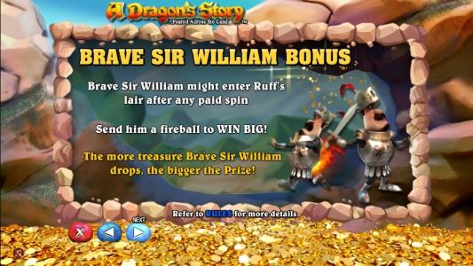 A Dragons Story Slot Machine Brave Sir William Bonus Screen