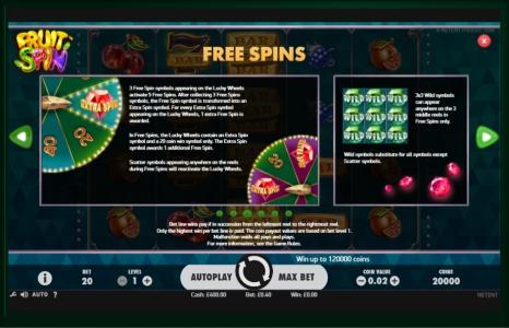 Fruit Spin Slot Machine Free Spins Bonus Screen