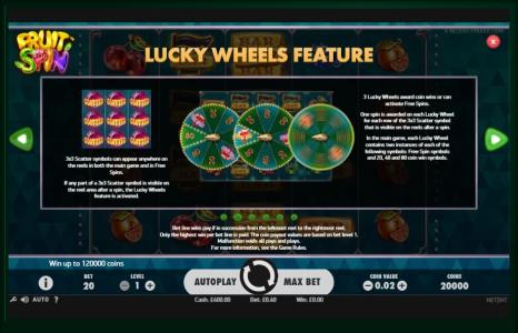 Fruit Spin Slot Machine Lucky Wheels Feature Screen