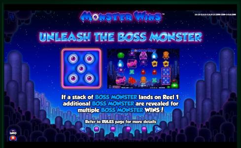 Monster Wins Slot Machine Unleash the Boss Monster Feature Screen