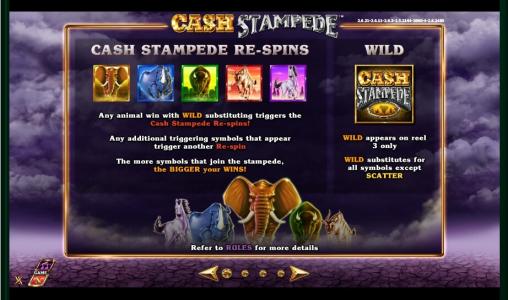 Cash Stampede Slot Machine Wild Symbol Screen