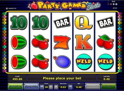 Party Games Slotto Slot Machine Paytable Screen
