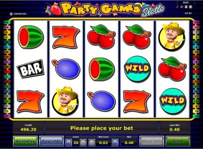 Party Games Slotto Slot Machine Paytable Screen