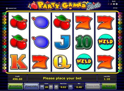 Party Games Slotto Slot Machine Paytable Screen