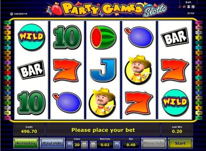Party Games Slotto Slot Machine Paytable Screen