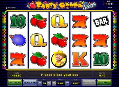 Party Games Slotto Slot Machine Paytable Screen