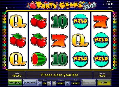 Party Games Slotto Slot Machine Paytable Screen
