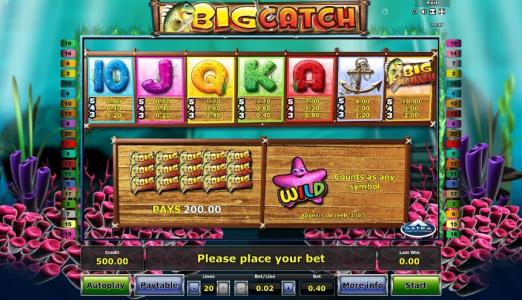 Big Catch Slot Machine Paytable Screen